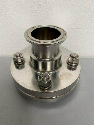 Used Stainless Steel 4" Flange w/ 1 1/2" Sanitary Fitting