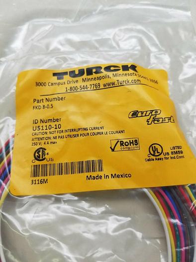 Turck Panel Mount Cordset FKD 8-0.5 8 wire .5 meter