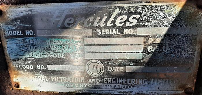 Used Filter, Pressure Leaf, 300 SF, 316 S/st, Hercules, HTVL, #Z380800