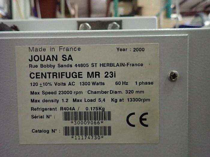 Used Jouan MR 23i Refrigerated Centrifuge with MTM 6.4 Swinging Bucket Rotor
