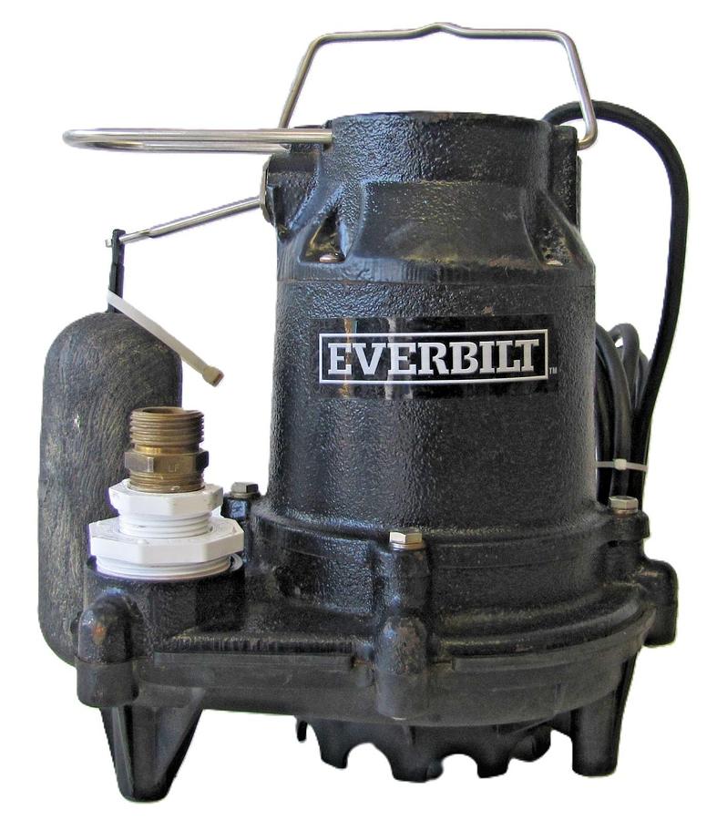 Used Everbilt Submersible Utility Sump Pump 1/3 HP 115V 6.5 Amps with Float