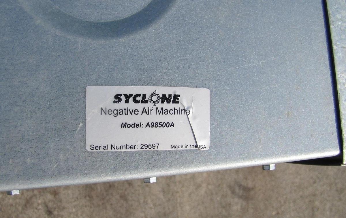 Used Syclone Negative Air Scrubber HEPA Filter 2000 CFM 115V 2 Speed Duct Port 29597