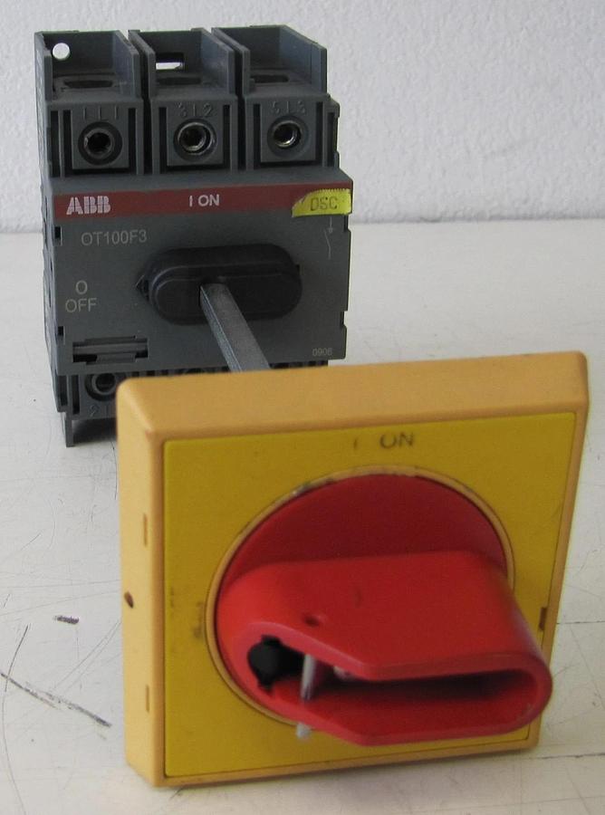 Used ABB OT100F3 50A Disconnect Switch 690V 3 Pole 3PH 10HP 230V 25HP 460V w/ Handle