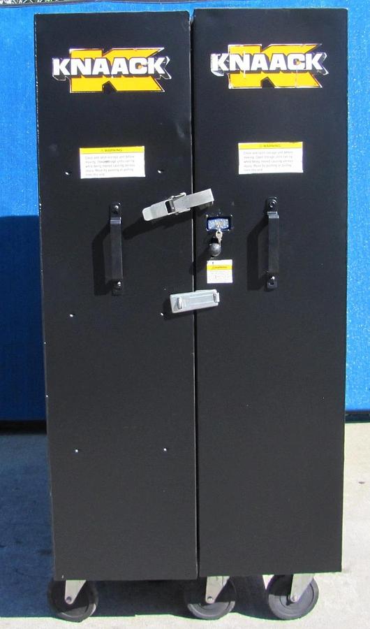 Used Knaack 100 Bi-fold Folding Rolling Storage Cabinet 65" x 30" x 60" with New Lock