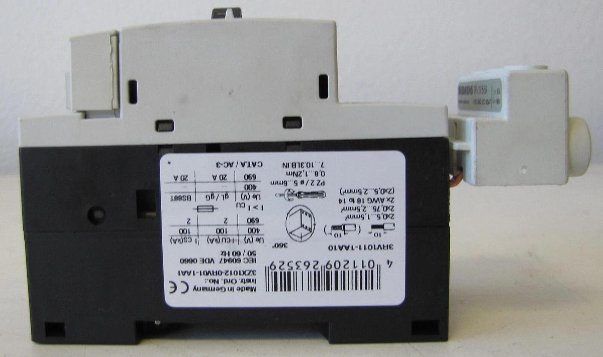 Used Siemens Sirius 3R 3RV1011-AA10 20A 20 Amp Circuit Breaker 3 Pole 600V