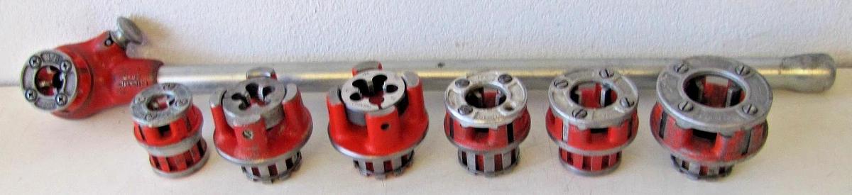 Used RIDGID 36345 00-R Exposed Ratchet Threader Set 1/4", 3/8", 1/2", 3/4", 1" Sizes