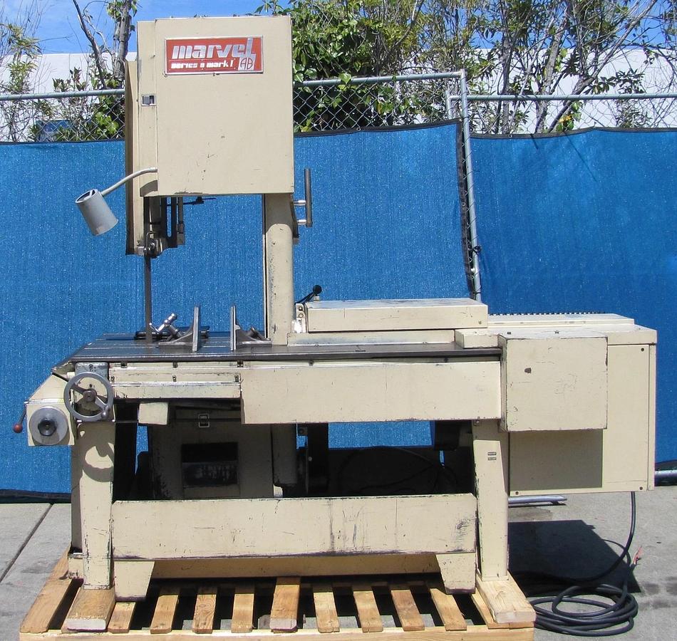 Used Marvel Series 8 Mark I Tilting Band Saw 230V 3PH Metal Cutting w/ Coolant Pump