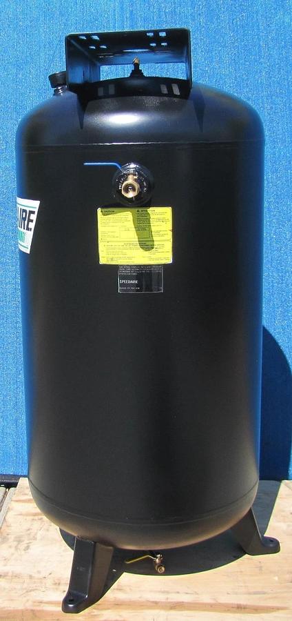 Used SpeedAire 80 Gallon Upright Air Compressor Receiver Tank w/ Pressure Gauge