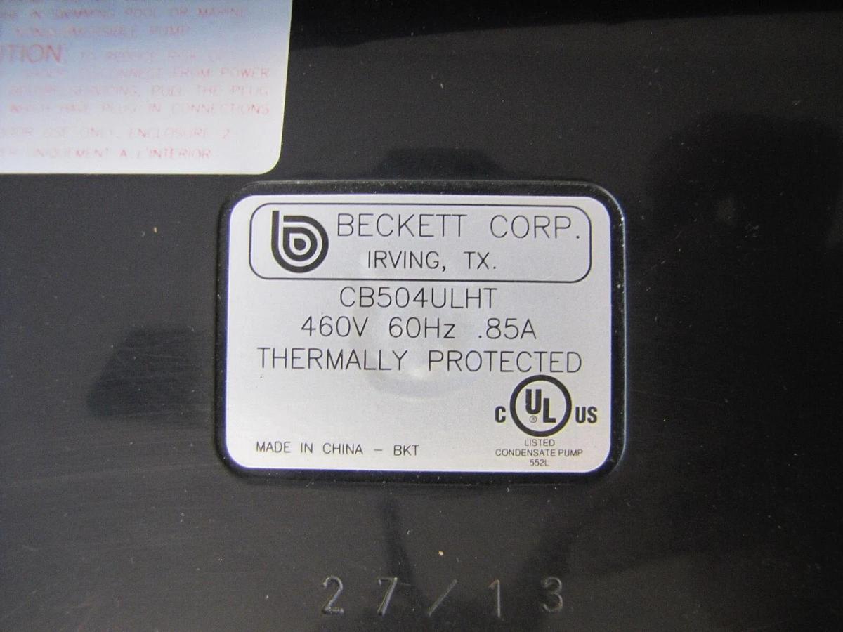Used Beckett CB504ULHT High Temp Condensate Removal Pump 460V 1 Phase