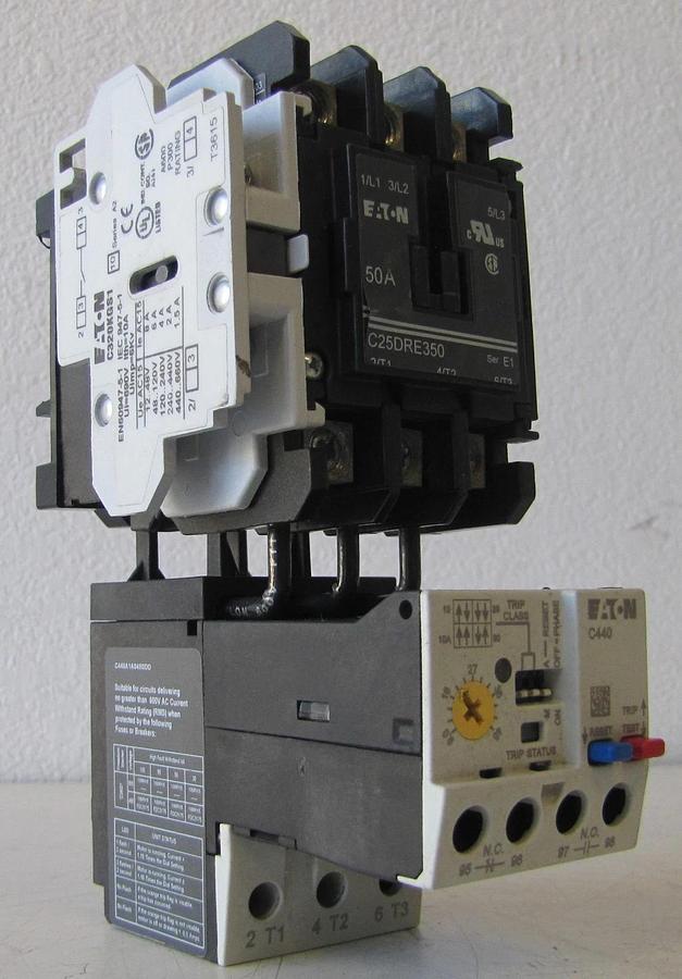 Used Eaton 50A Motor Starter Contactor C25DRE350 3-Pole 600V with 110V Coil