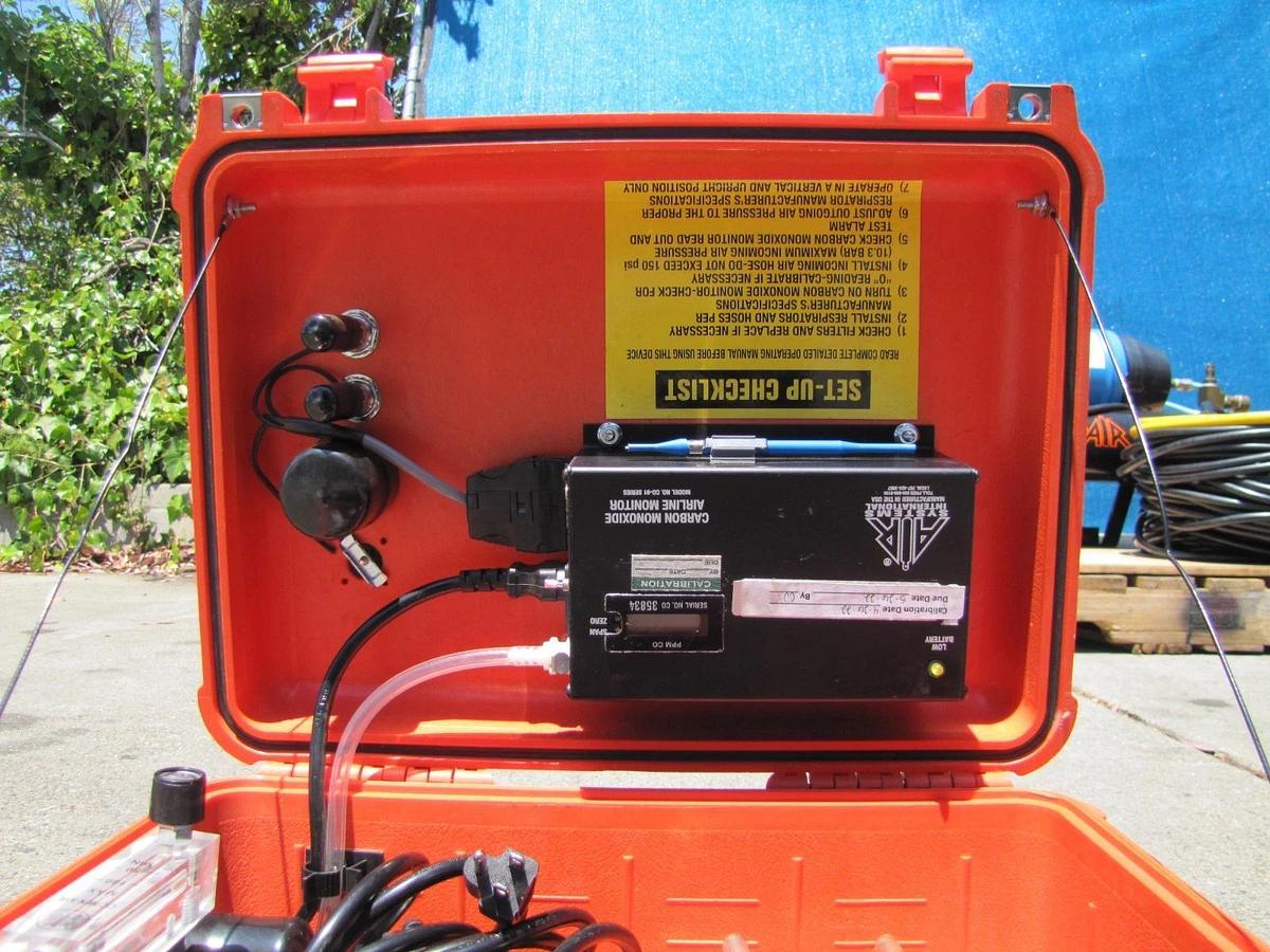 Used Twin Air TA-3 Rotary Vane Air Compressor 2HP 115V Three 50ft Hoses & Manifold