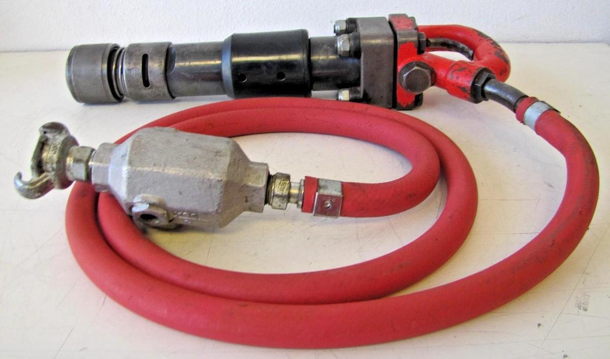 Used Industrial Pneumatic 25 lb Rivet Buster Air Hammer w/ Hose & In-Line Lubricator
