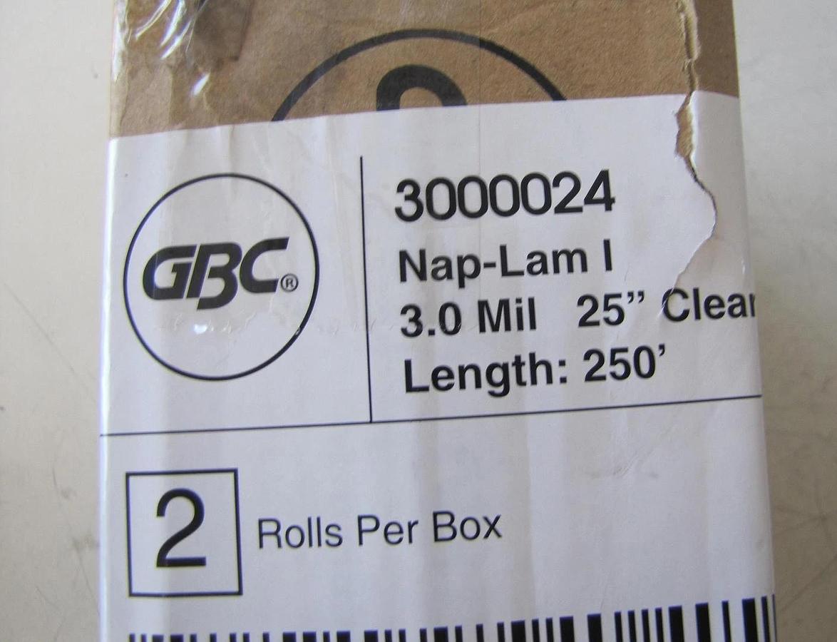 Used GBC NAP GBC3000024 3-mil, 25" x 250' Thermal Laminating Film Roll Pack of 2