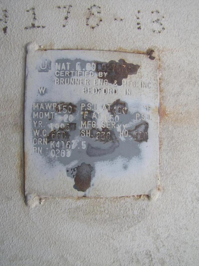 Used Brunner 600 Gallon Air Compressor Tank