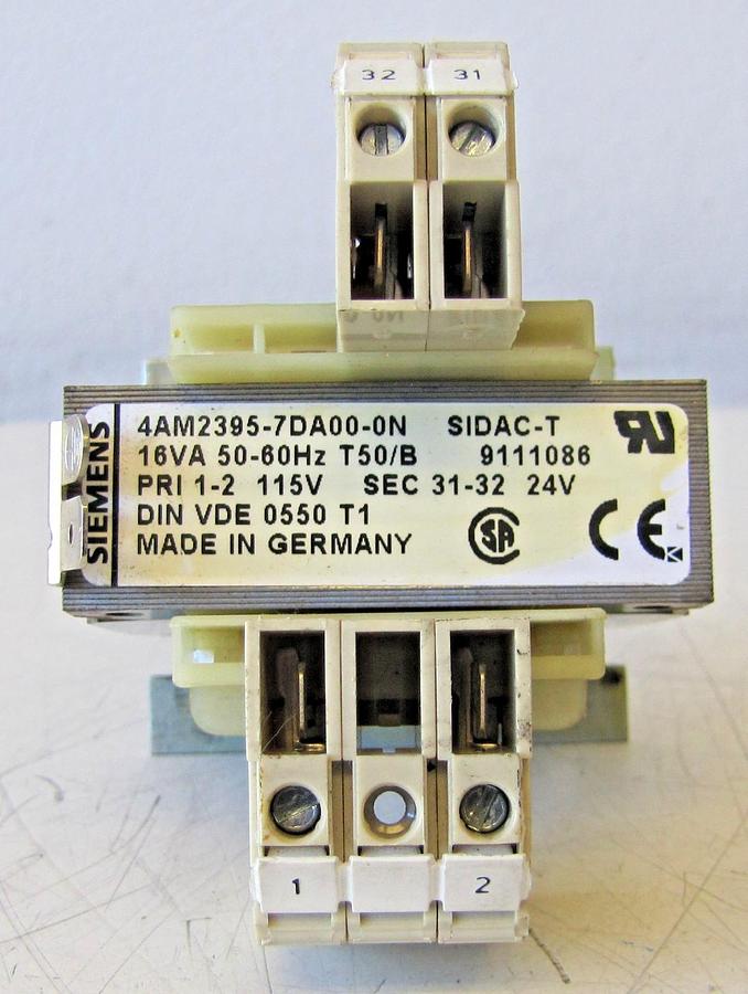 Used Siemens 16 VA Control Transformer 115V Input 24V Output 4AM2395-7DA00-0N Sidac-T