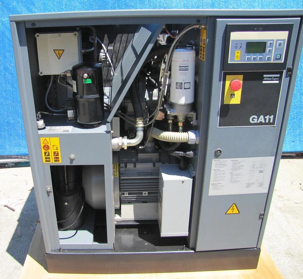 Used Atlas Copco GA11 15 HP Rotary Screw Air Compressor 460V 3 Phase 115 PSI