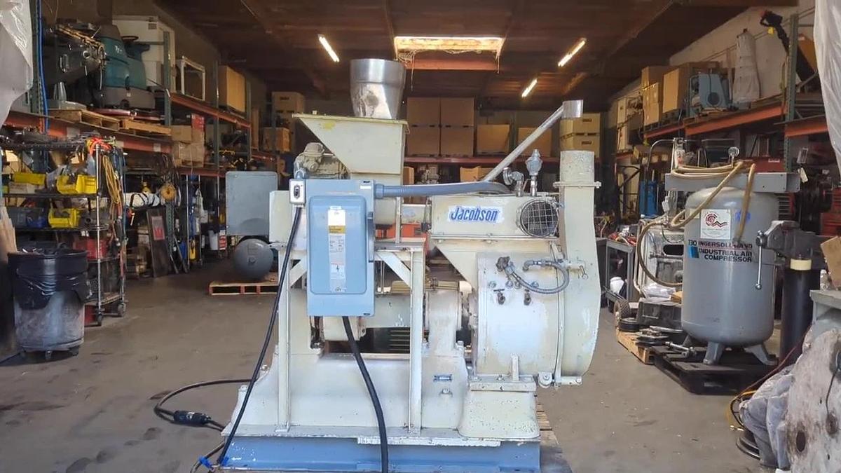 Used Jacobson 75 HP Commercial Hammer Mill Grinder 460V 3 Phase Reliance Motor AS-IS