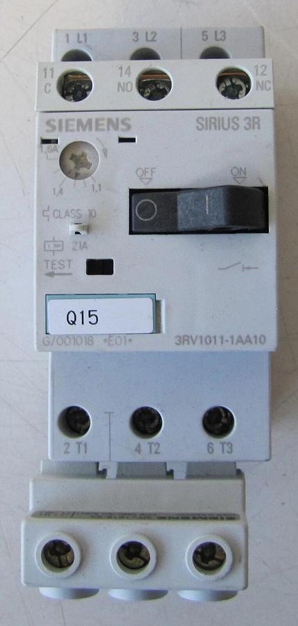 Used Siemens Sirius 3R 3RV1011-AA10 20A 20 Amp Circuit Breaker 3 Pole 600V