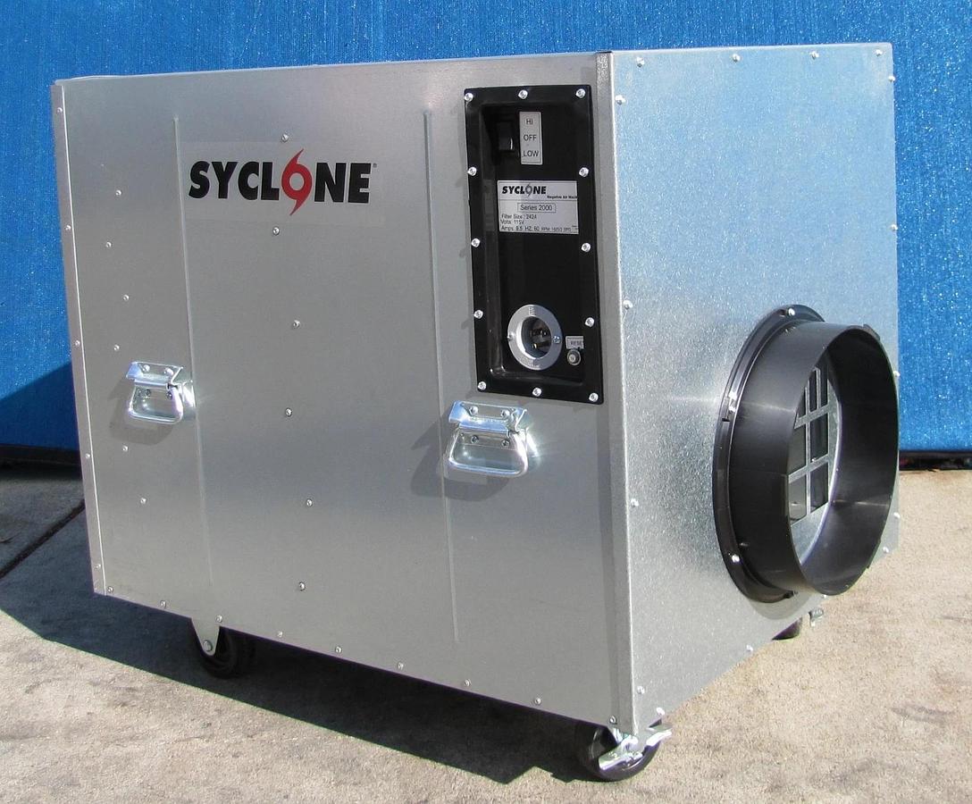 Used Syclone Negative Air Scrubber HEPA Filter 2000 CFM 115V 2 Speed Duct Port 29604