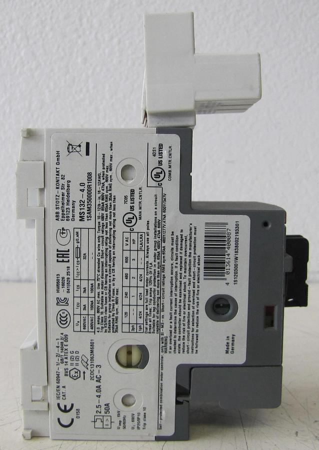 Used ABB Allen Bradley MS132 Manual Motor Starter 2.5 - 4.0 Amp 3 Pole 690V