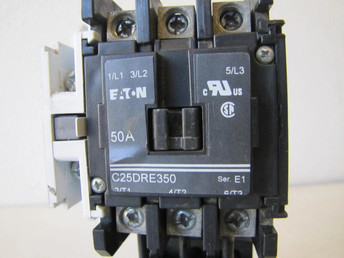 Used Eaton 50A Motor Starter Contactor C25DRE350 3-Pole 600V with 110V Coil