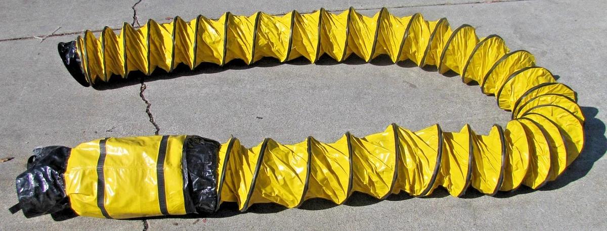 Used General 8" Diameter FD825 Portable Yellow Flexible Ducting Duct 22' Long