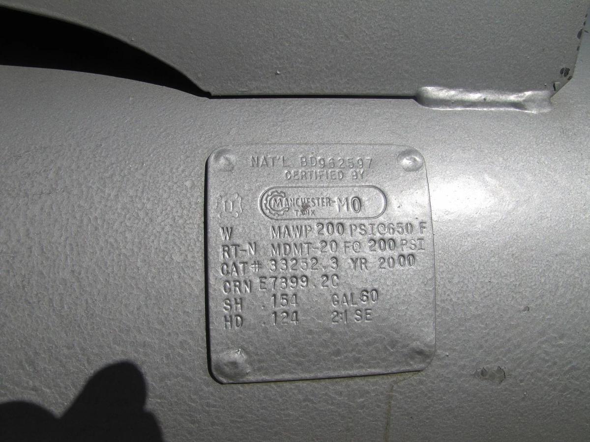 Used Manchester 60 Gallon Air Tank Vessel 200 PSI with Pressure Gauge for Compressor