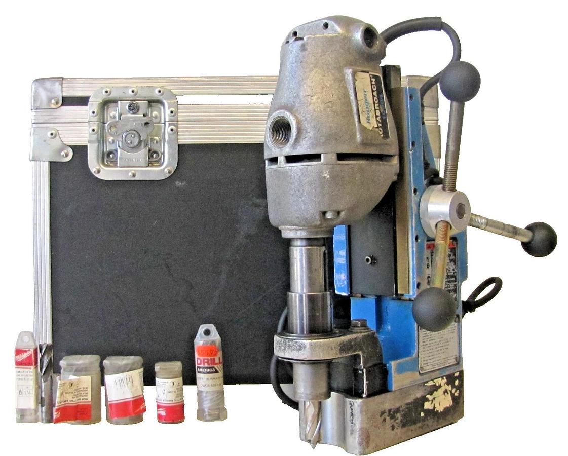 Used Hougen Rotabroach 10904 Mag Portable Magnetic Drill Press With Extra Bits 115V