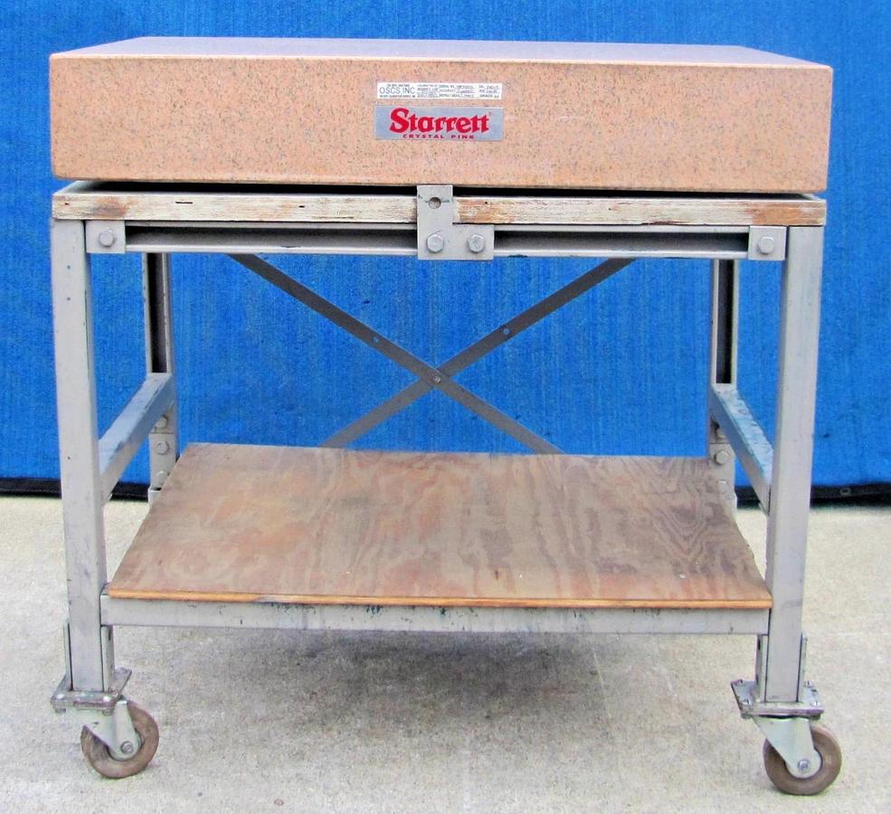 Used Starrett Crystal Pink Granite Surface Plate Inspection Table 36" x 24" Grade AA