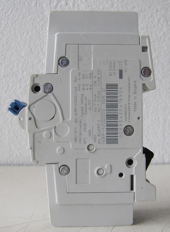 Used Allen Bradley AB 2 Amps Miniature Circuit Breaker 1489 M2D020 2A 480/277V