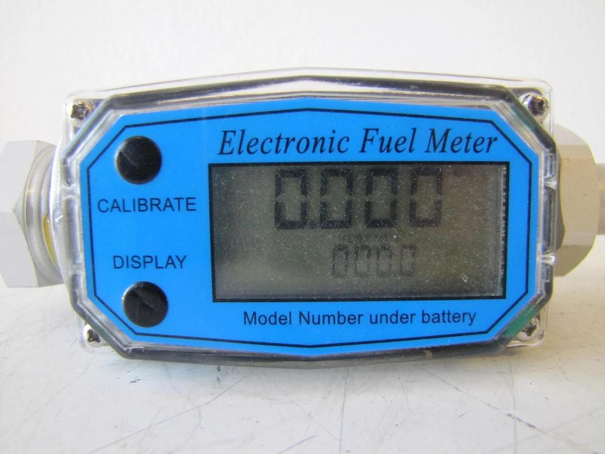 Used Digital Electronic Fuel Flow Meter Barbed Hose Connectors Multi-Fuel Gas Diesel