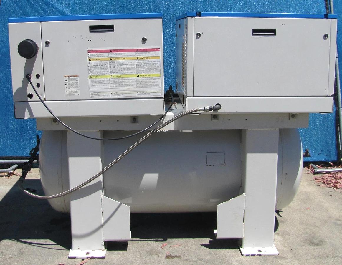 Used Powerex WhisperAIR Oil Less Dual 7.5 HP Scroll Compressor 200 Gallon Tank AS IS
