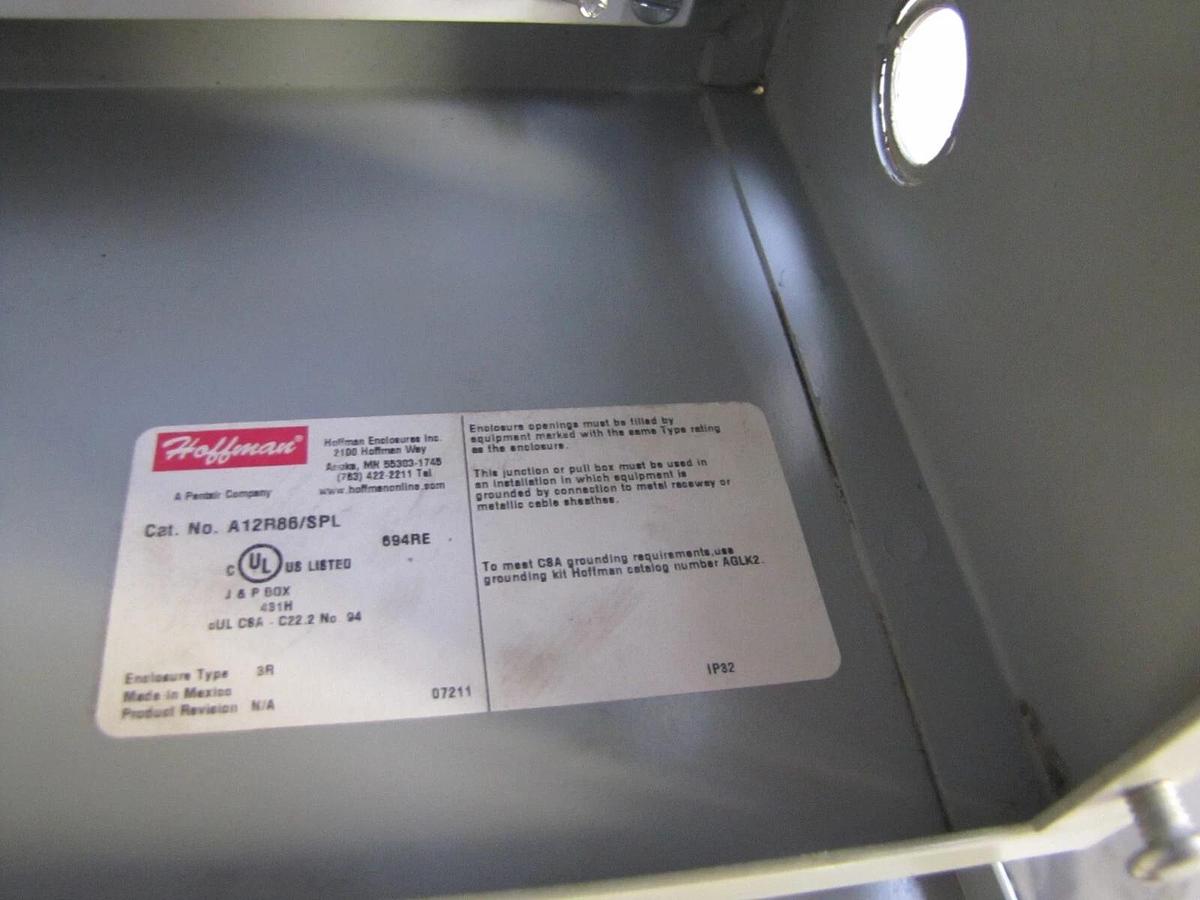 Used Hoffman A12R86/SPL 12"x 8"x 6 " Electrical Box Enclusure Screw Cover Drip Shield