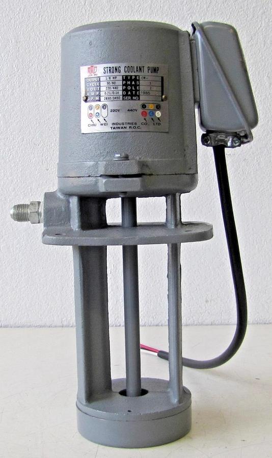 Used Wei Industries Strong Coolant Pump 1/8 HP 230V 3 Phase Lathe Machine Shop Tool