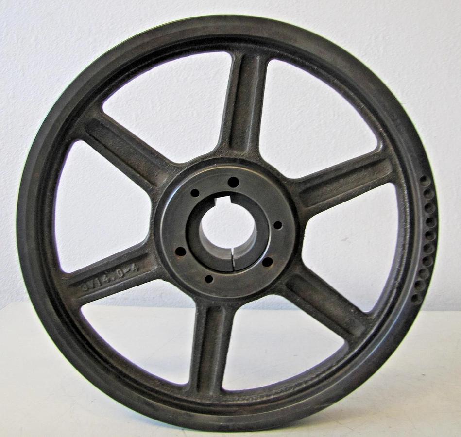Used Four Groove 14" OD Pulley & 1-7/8" Keyed Bore Bushing 4-3V14 OSK