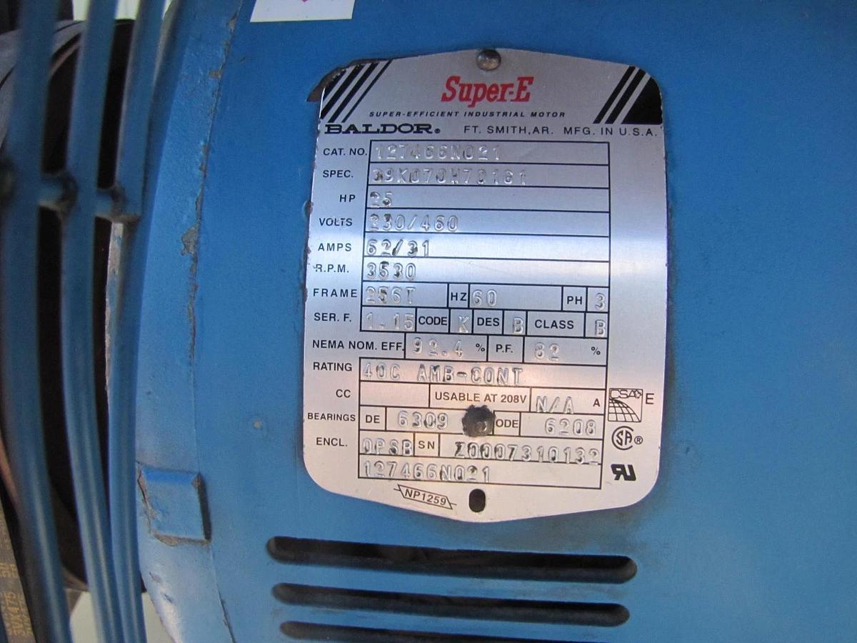 Used Quincy 25HP Rotary Screw Air Compressor 120 Gallon Tank 230V 3 Ph 39,462 Hours