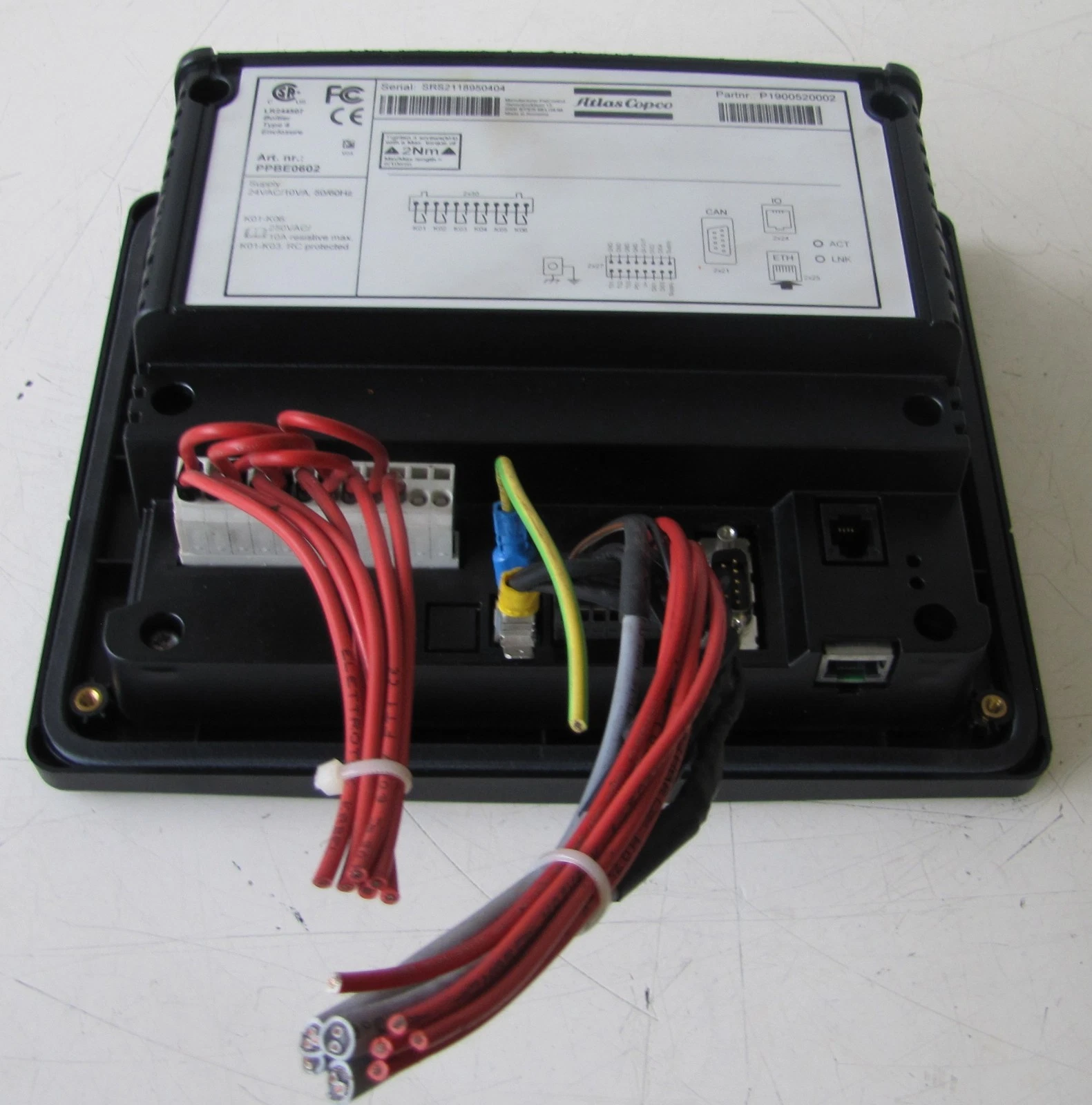 Used Atlas Copco Elektronikon Controller P1900520002 24 VAC Input LZ15-10 Compressor