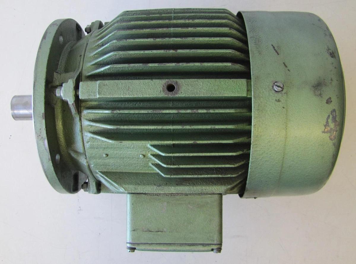 Used Bauknecht 6.6 kW Electric Motor 230/460V 3 Phase 1740 RPM 1-1/2" Shaft Dia.