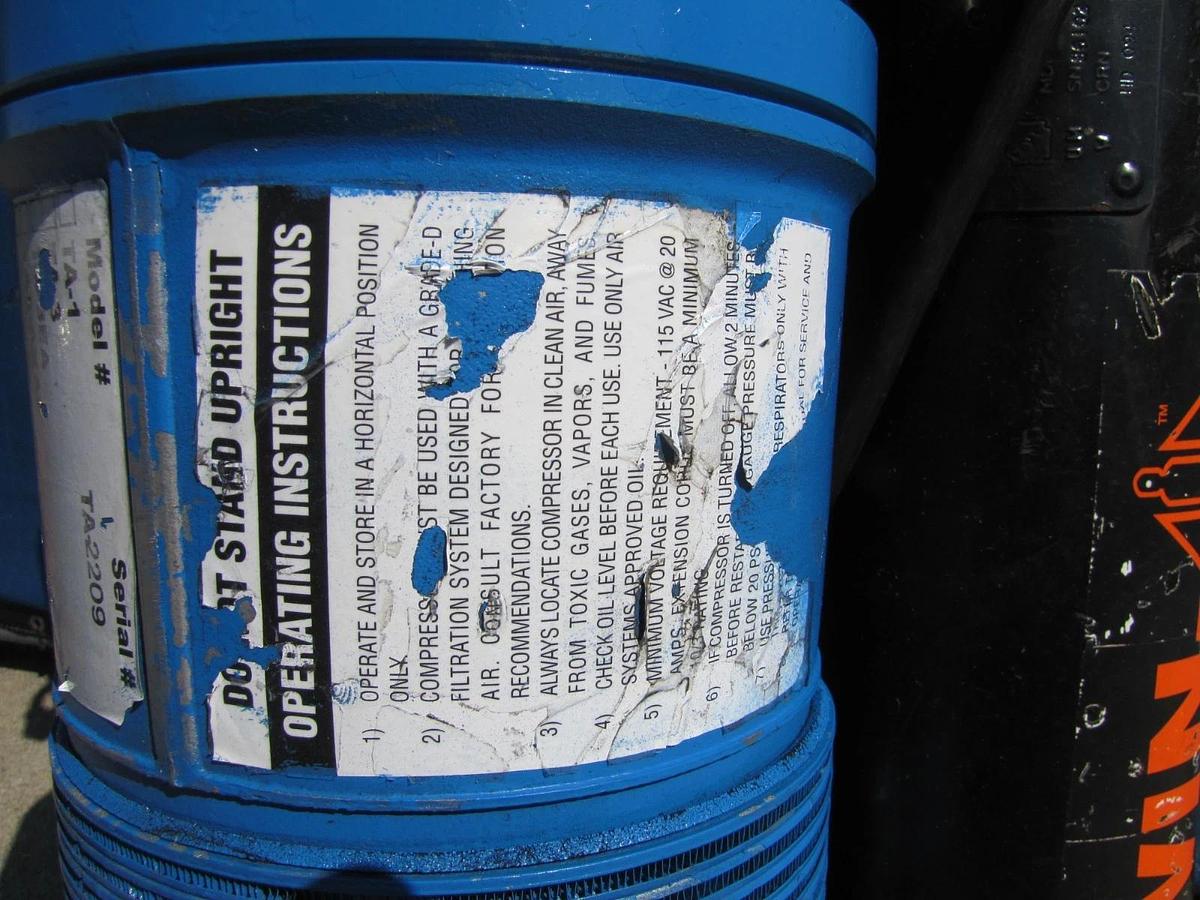 Used Twin Air TA-3 Rotary Vane Air Compressor 2HP 115V Two 50ft Hoses & Manifold #2