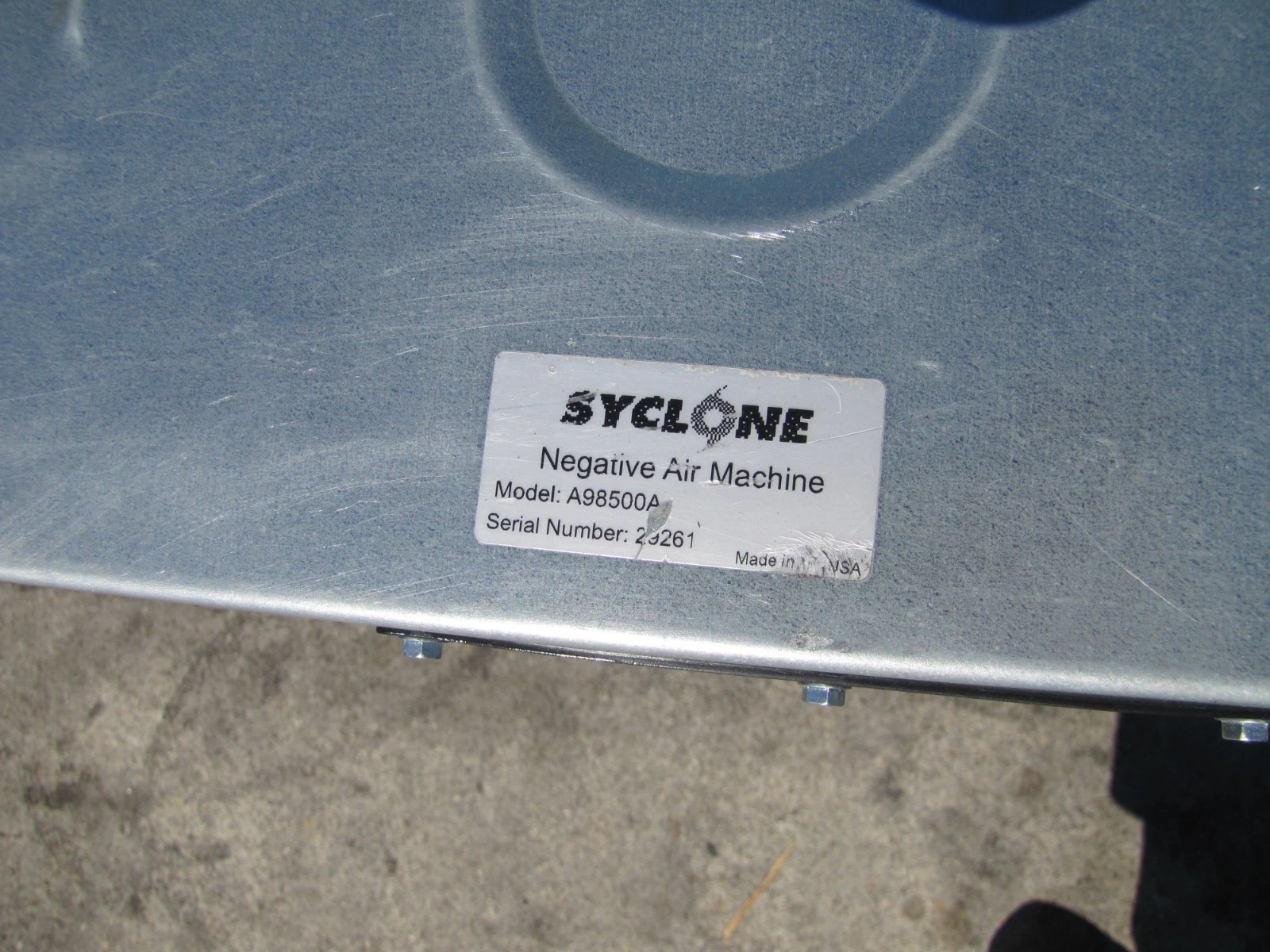 Used Syclone Negative Air Scrubber HEPA Filter 2000 CFM 115V 2 Speed Duct Port 29261
