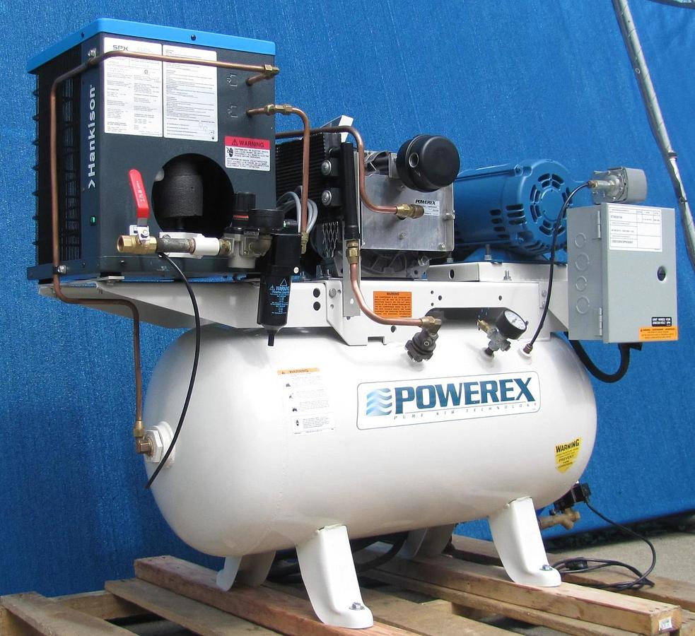 Used Powerex Oilless 3HP Scroll Air Compressor STS030134 with Tank and Air Dryer
