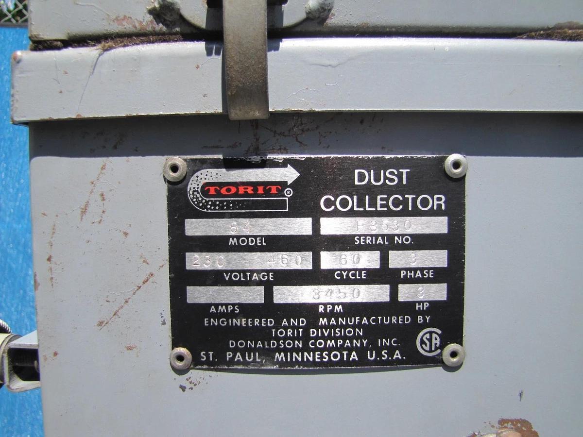 Used Torit 84 Dust Collector Air Filtration Unit 3 HP Baldor Blower Motor 230V 3 Ph