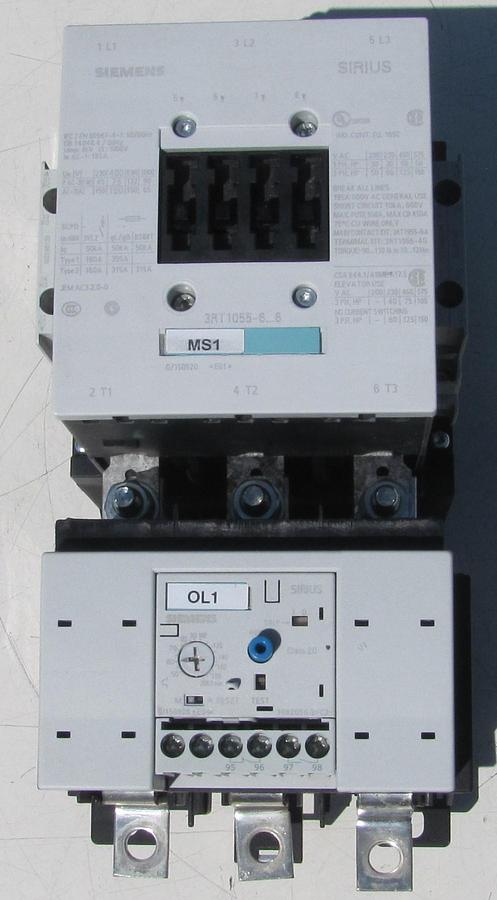 Used Siemens 185A Motor Starter Contactor 110V Coil With Overload Relay 185 Amp 1000V