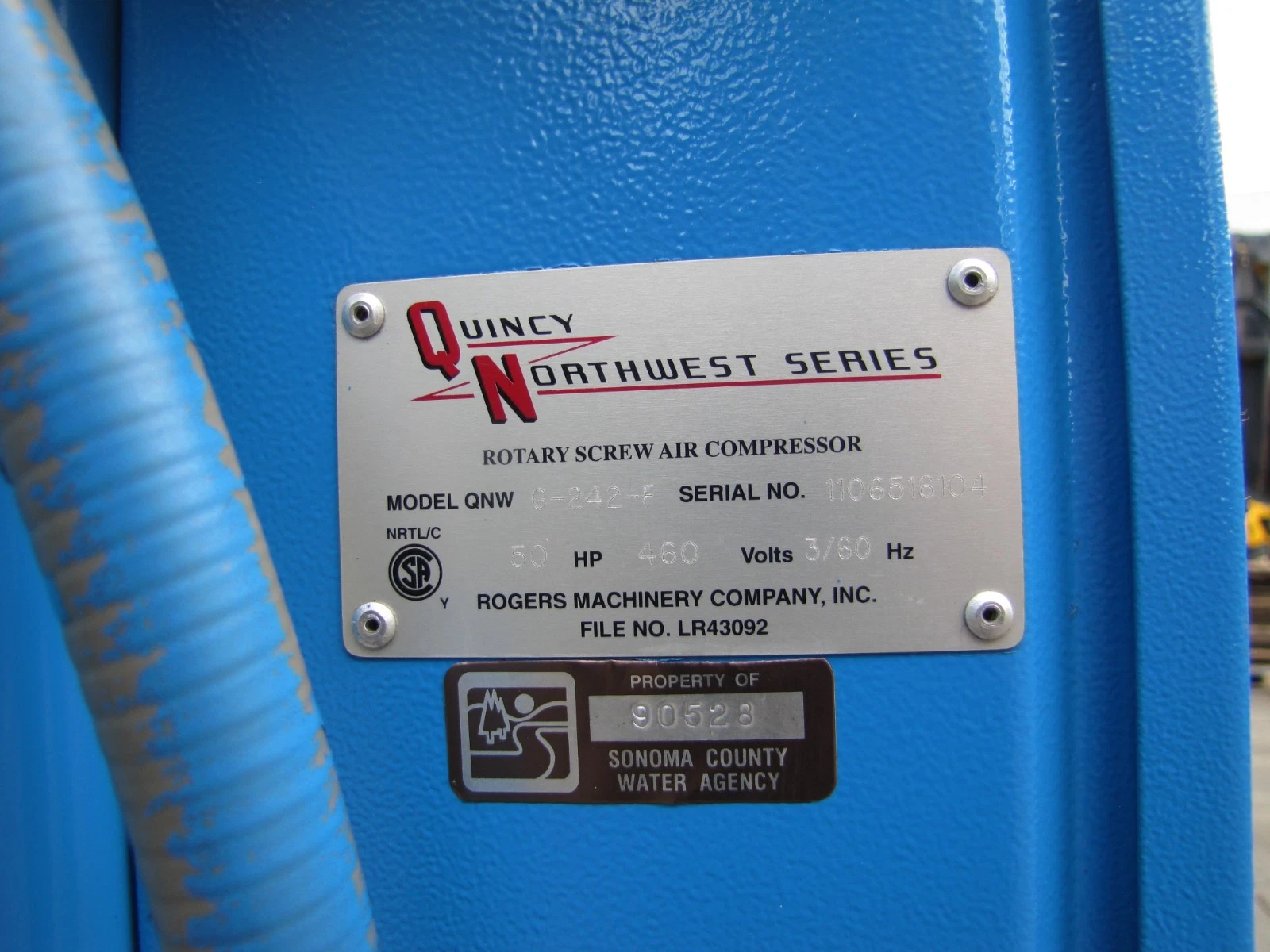 Used Quincy QNW G-242-F 50 HP Rotary Screw Air Compressor 460V 3 Phase
