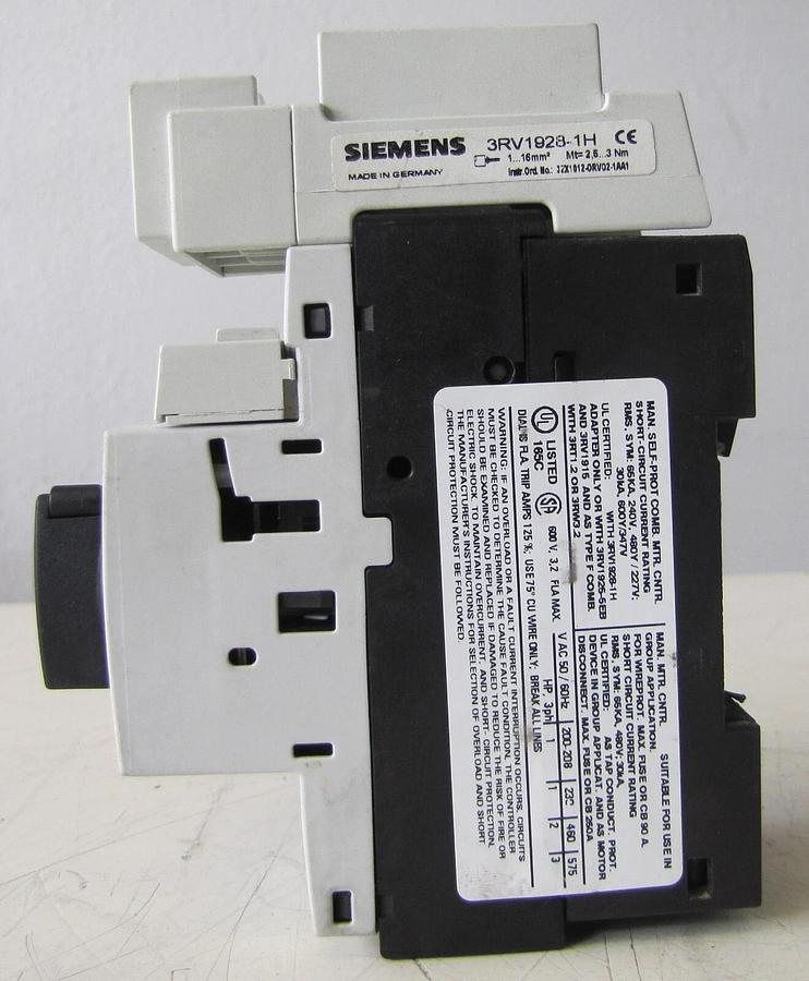 Used Siemens 32A Manual Motor Starter Circuit Breaker 3RV1021-1DA10 690V 32 Amp