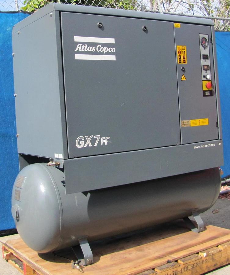 Used Atlas Copco GX7 10HP Rotary Screw Air Compressor 80 Gallon Tank Dryer 230V 3PH