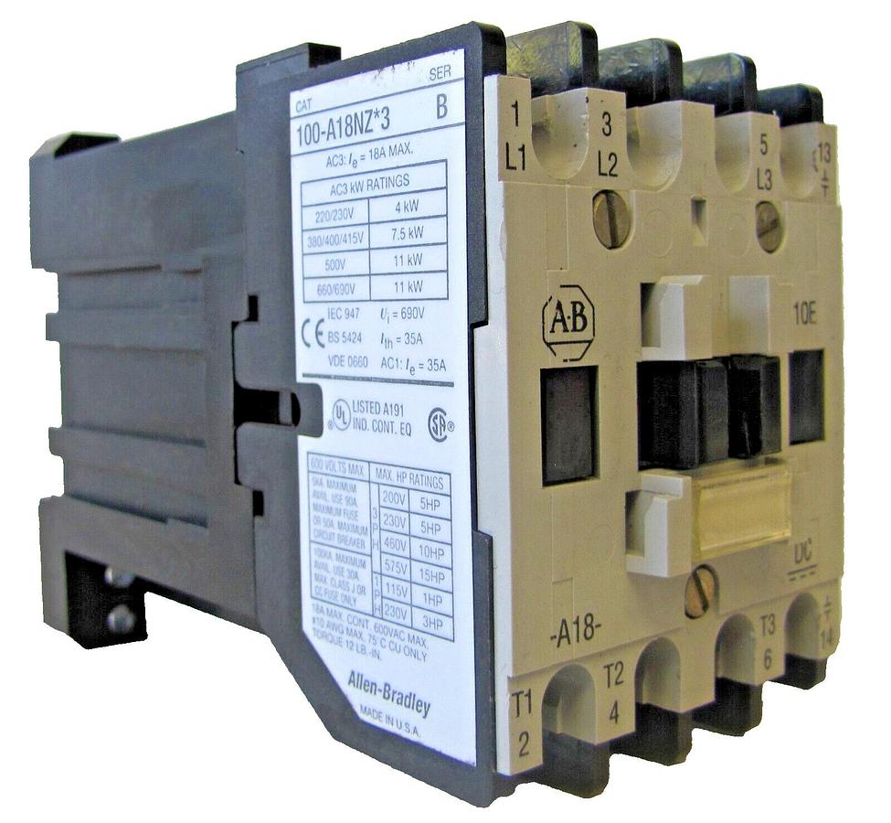 Used Allen Bradley AB 35A Contactor 100-A18NZ*3 12V DC Coil 35 Amp 10E