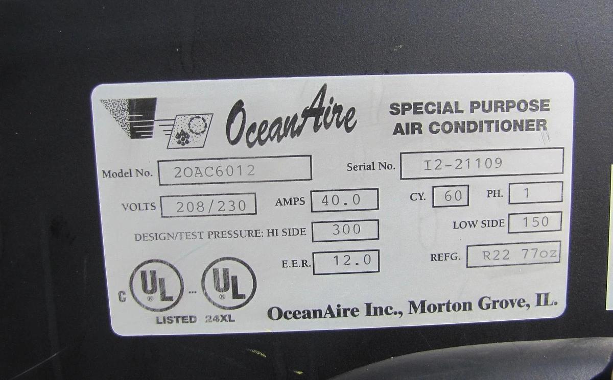 Used OceanAire 2OAC6012 Portable Air Conditioner 60,000 BTU/H 230V 1 Phase 16in Duct