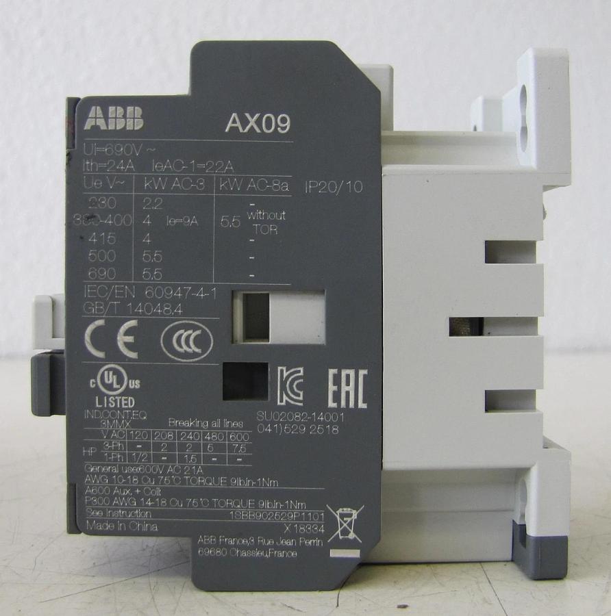 Used ABB Allen Bradley AX09-30-10 24 Amp 3 Pole Contactor 690V with 230V Coil