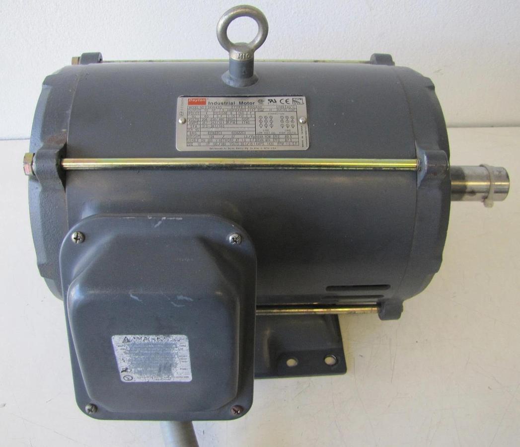 Used Dayton Industrial 10HP Electric Motor 208-230/460V 3 Phase 1740 RPM 215T  10 HP